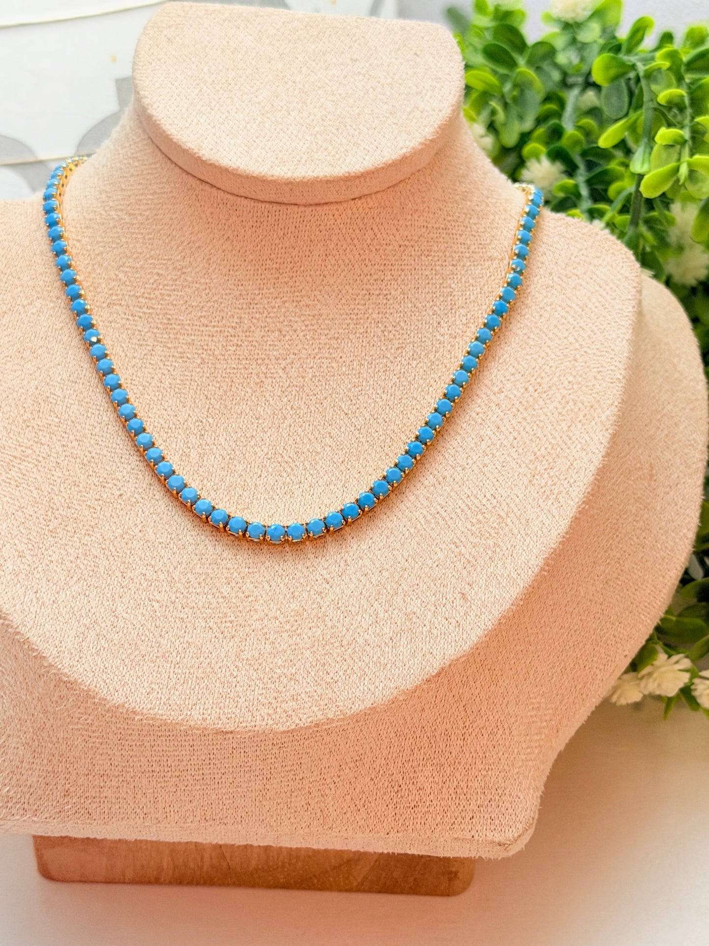 Choker zirconia turquesa
