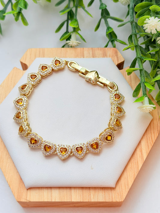 Pulsera corazón ámbar