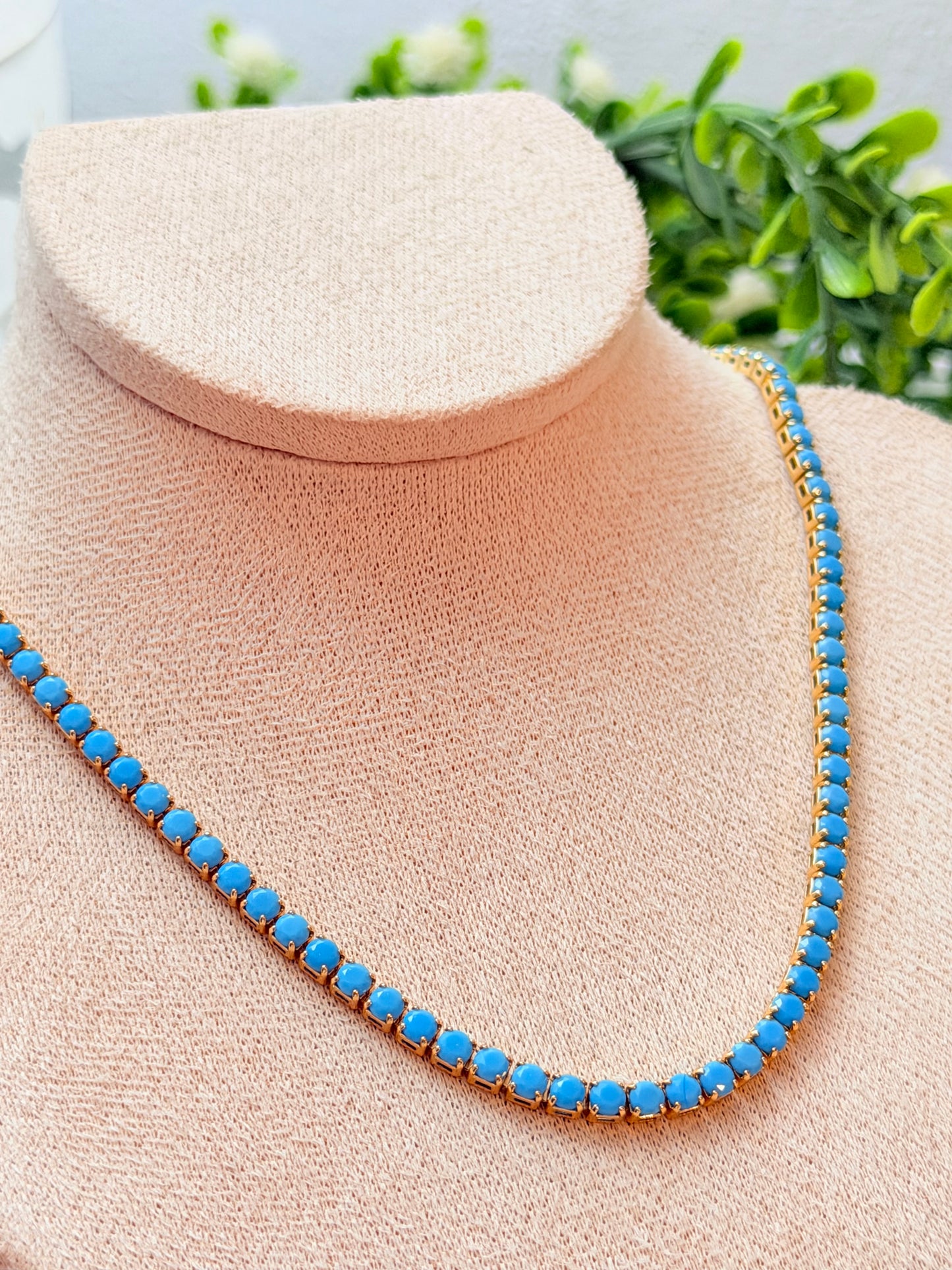Choker zirconia turquesa