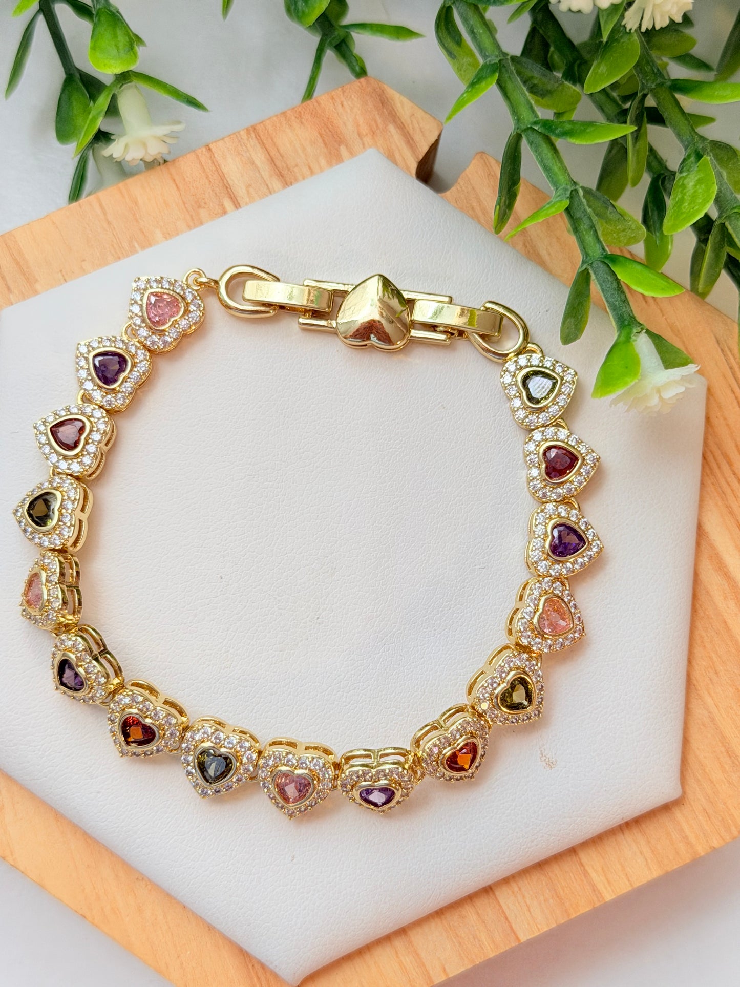 Pulsera corazones multicolor