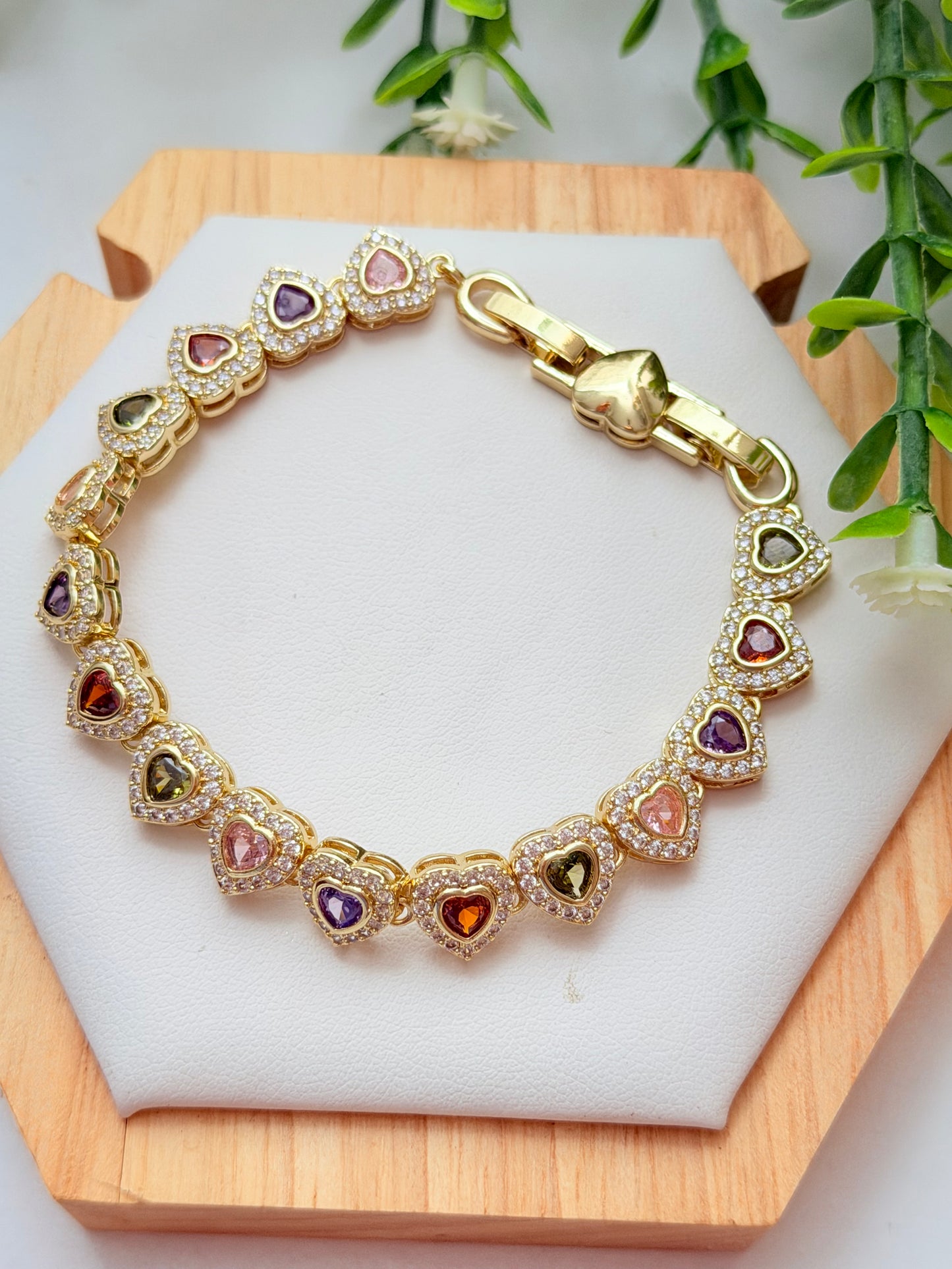Pulsera corazones multicolor