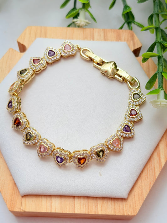 Pulsera corazones multicolor