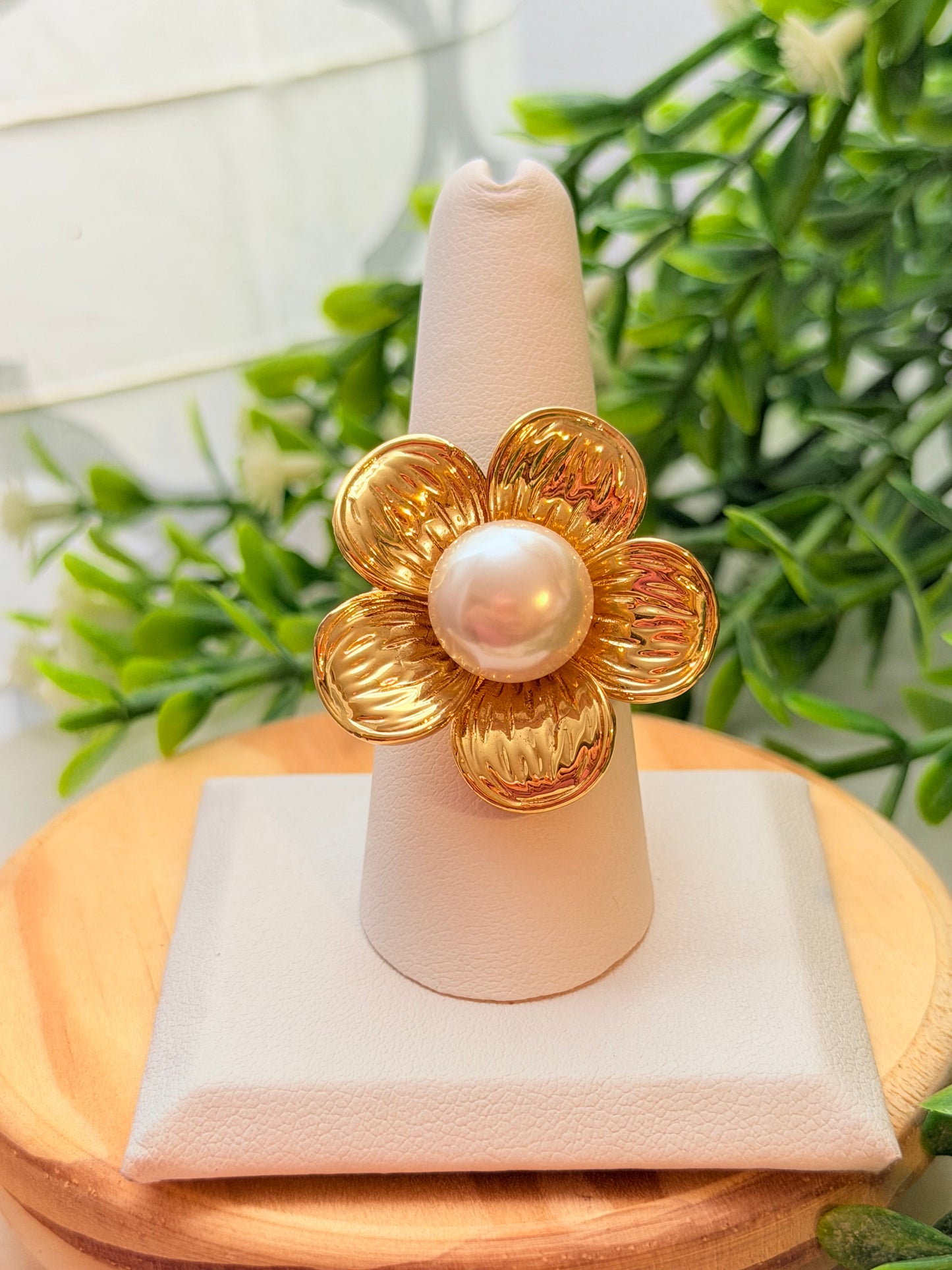Sortija flor perla