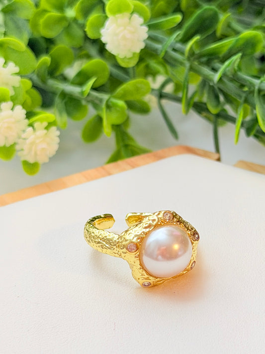 Sortija estrella y perla