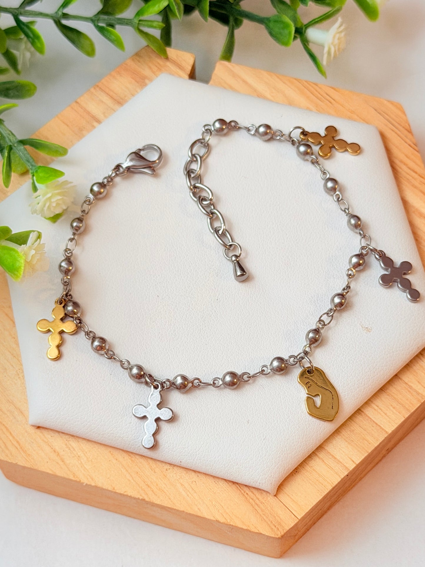 Pulsera de virgen dos tonos