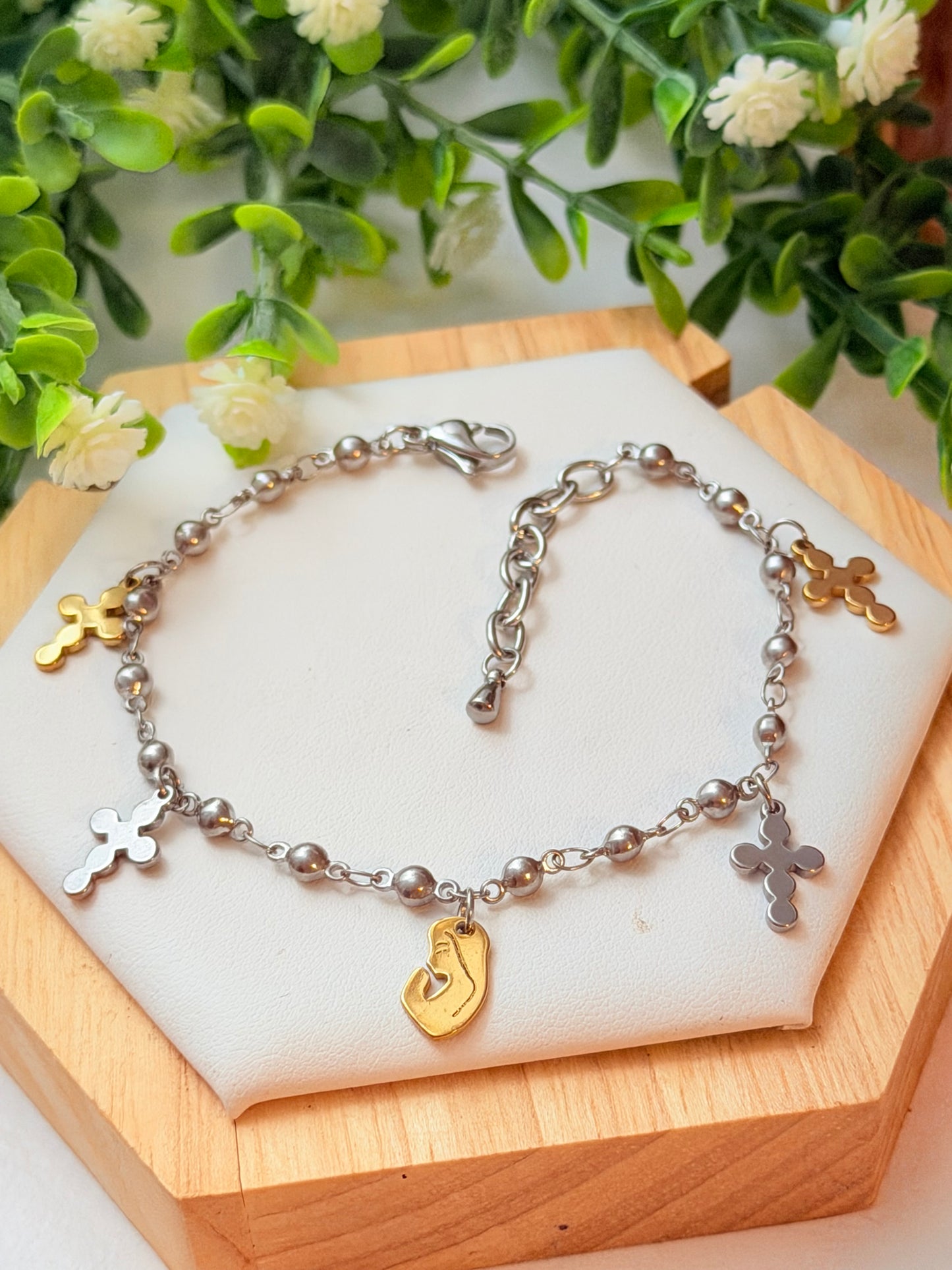 Pulsera de virgen dos tonos